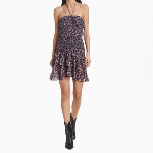 NWT Isabel Marant Étoile Ilanka Ruched Halter Ruffle Hem Dress Size 42 US 10